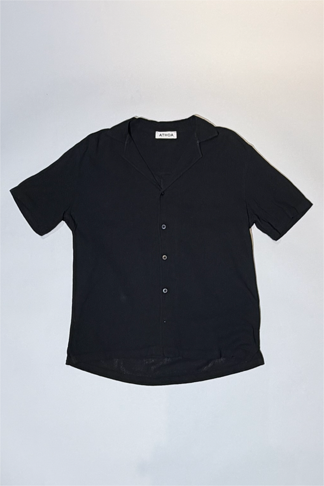 Athoa Casual Collar SS Shirt - Black