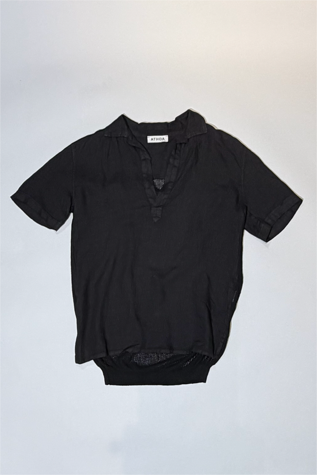 Athoa Tunique SS Knitted Shirt - Black