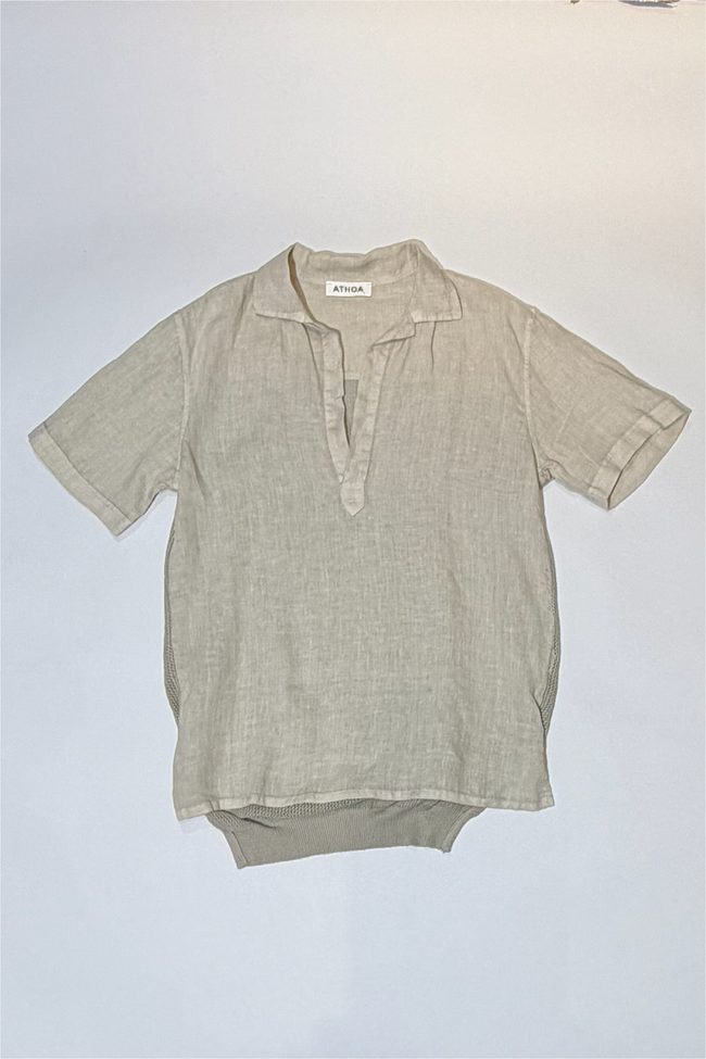 Athoa Tunique SS Knitted Shirt - Beige