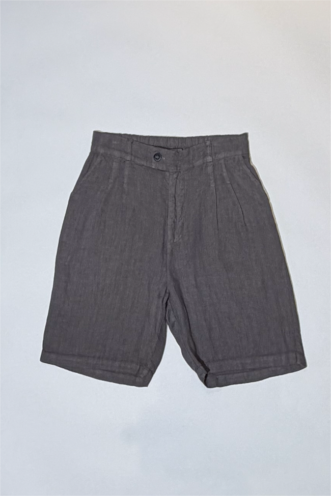 Athoa Bermuda Pleated Shorts - Brown