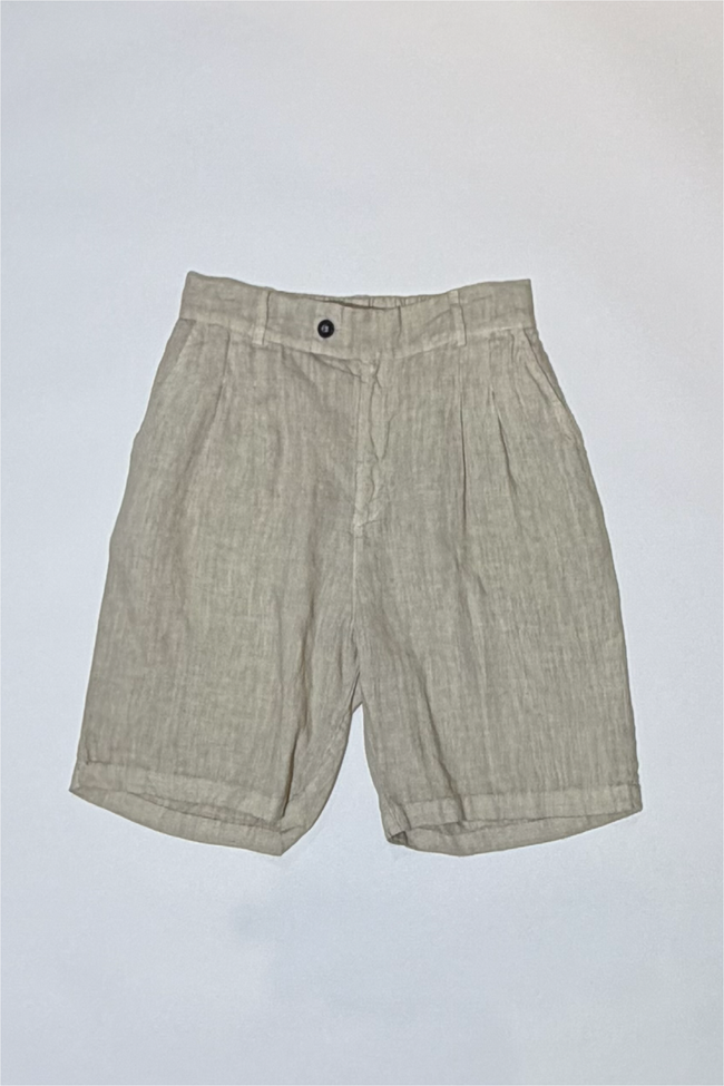 Athoa Bermuda Pleated Shorts - Beige
