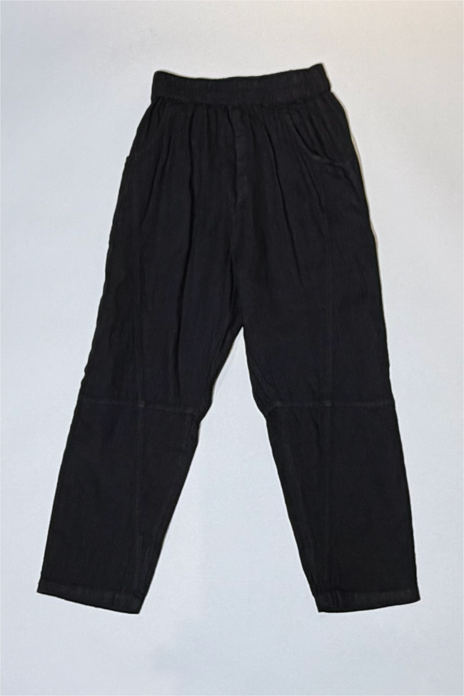Athoa Linen Cropped Pants - Black