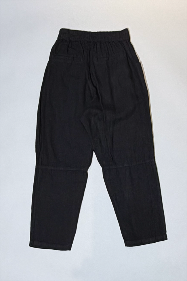 Athoa Linen Cropped Pants - Black