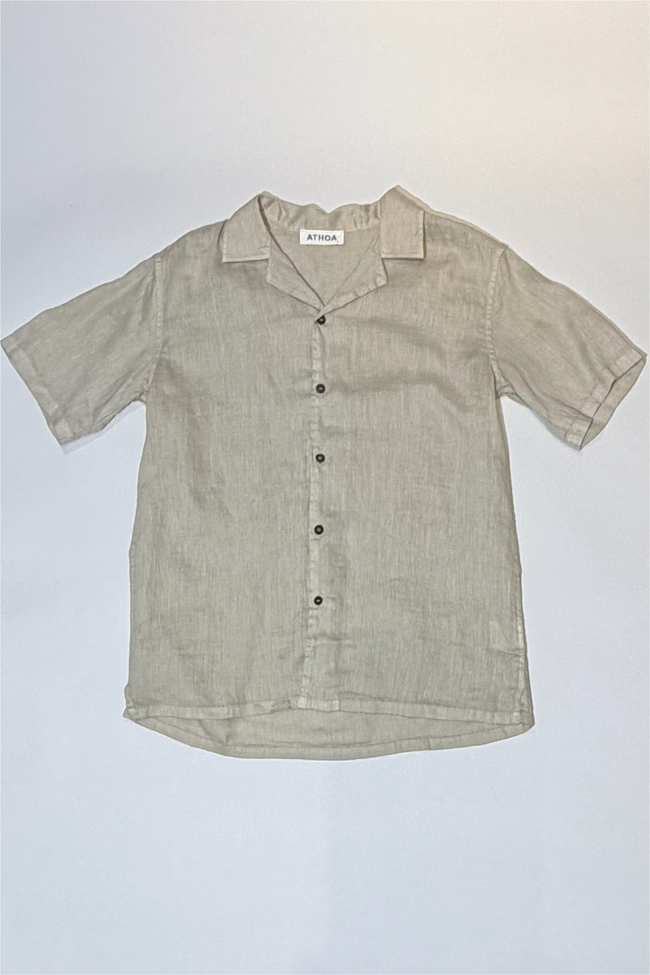 Athoa Linen SS Casual Shirt - Beige