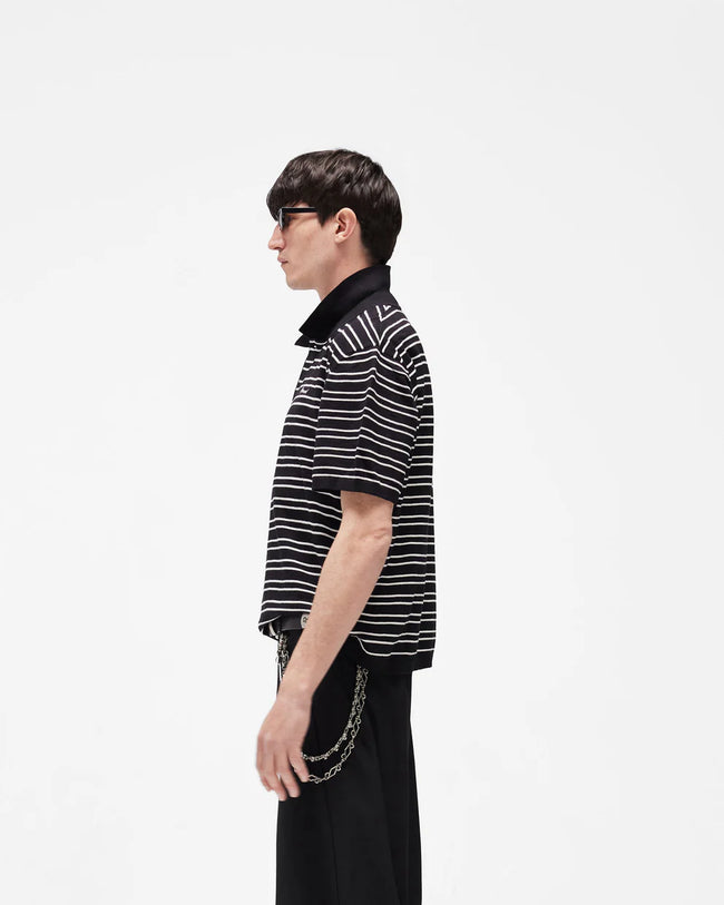 Represent California Striped Knit Polo - Jet Black