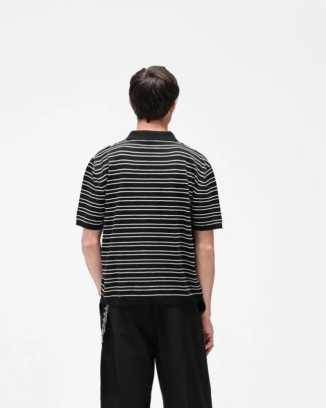 Represent California Striped Knit Polo - Jet Black
