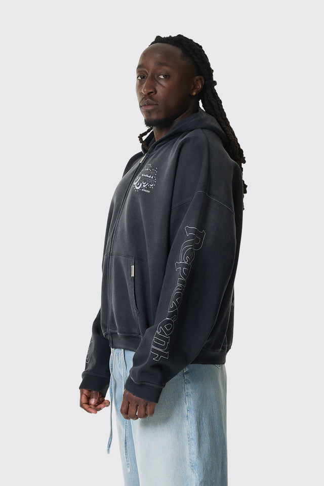 Represent x Beach Boys Endless Summer Zip Hoodie - Stained Black