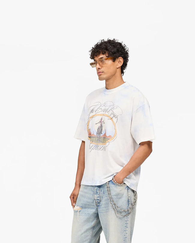 Represent x Beach Boys Script T-Shirt - Tie Dye Blue