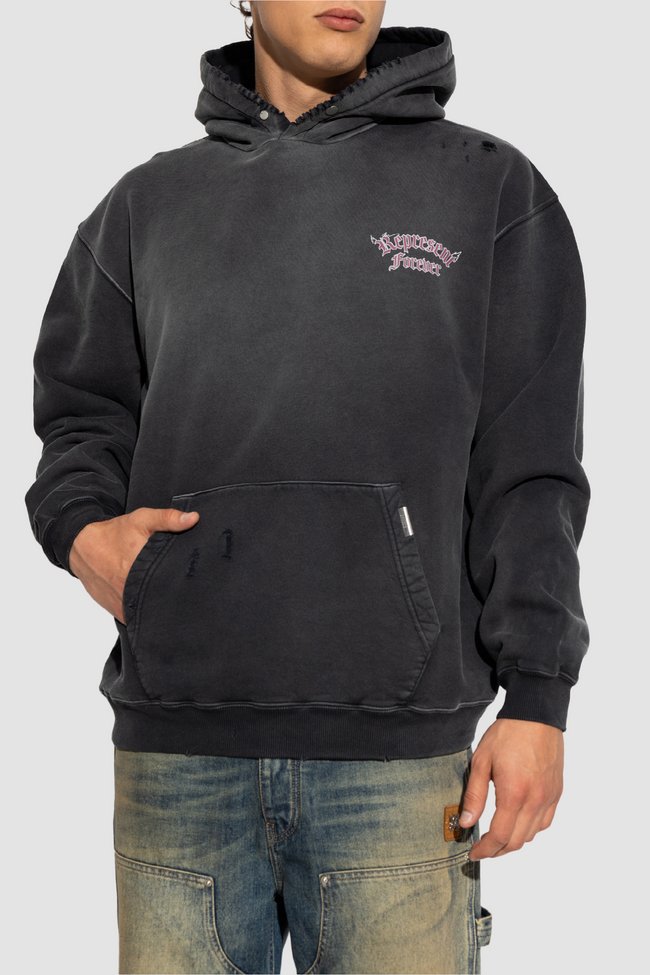 Represent Duality Hoodie - Washed Black