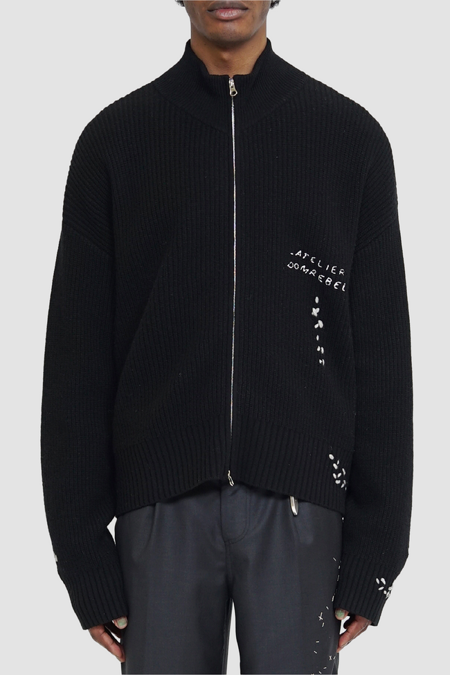 DOMREBEL Daddy Knit Zip Jacket - Black