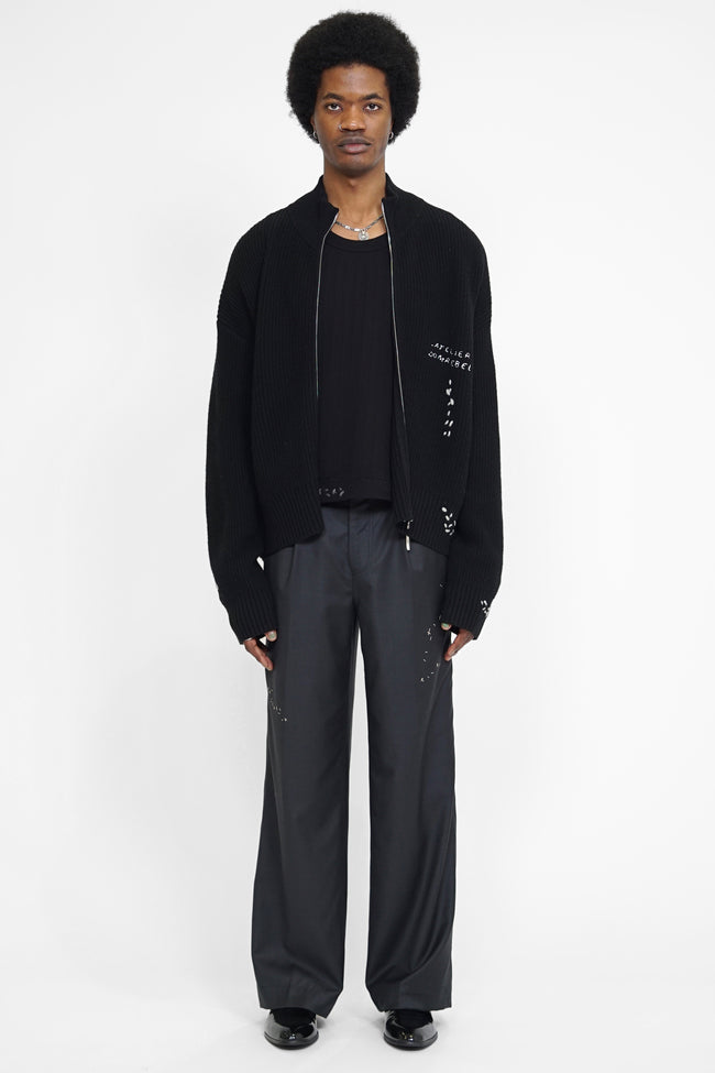 DOMREBEL Daddy Knit Zip Jacket - Black