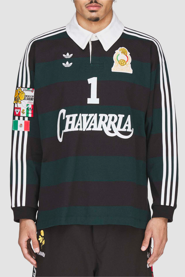 Adidas Originals x Willy Chavarria WC Rugby LS Shirt - Black/Aurora Ivy