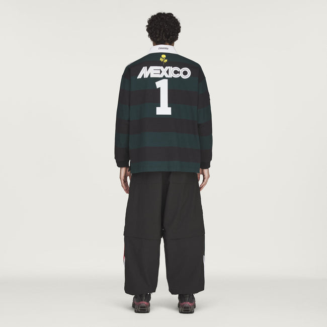 Adidas Originals x Willy Chavarria WC Rugby LS Shirt - Black/Aurora Ivy