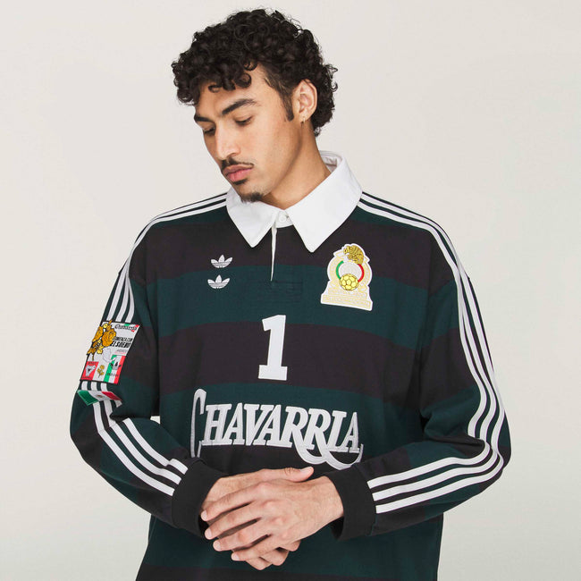 Adidas Originals x Willy Chavarria WC Rugby LS Shirt - Black/Aurora Ivy