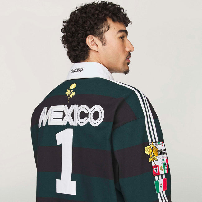 Adidas Originals x Willy Chavarria WC Rugby LS Shirt - Black/Aurora Ivy