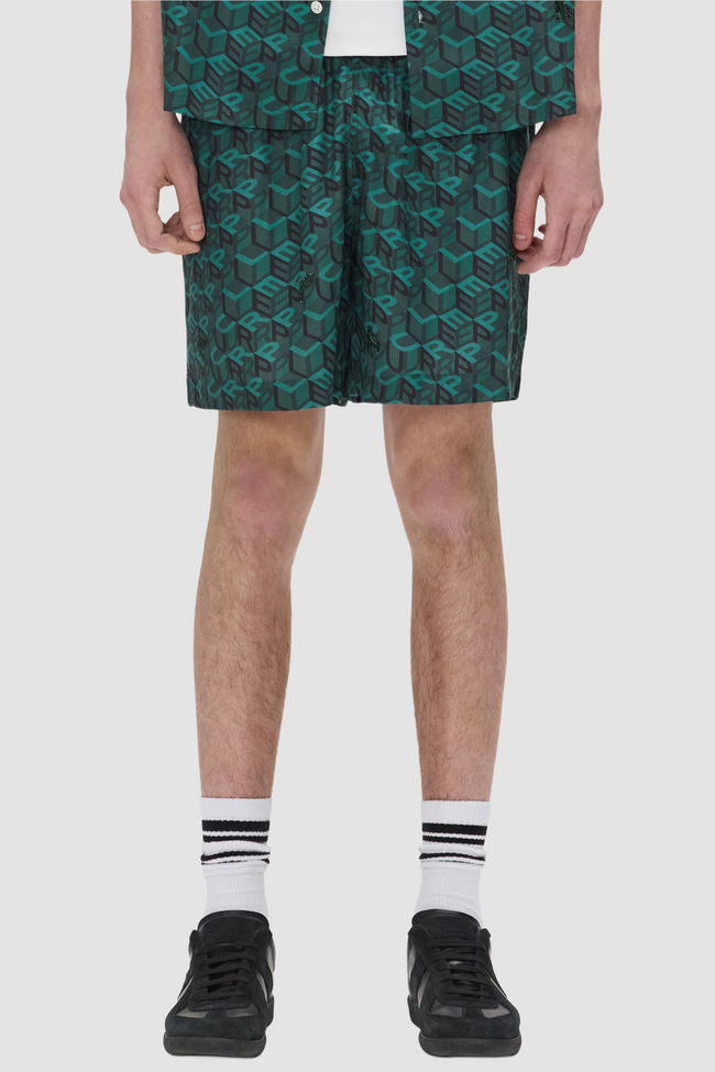 Purple Brand M5028-LYBD Cube Monogram Shorts - Green