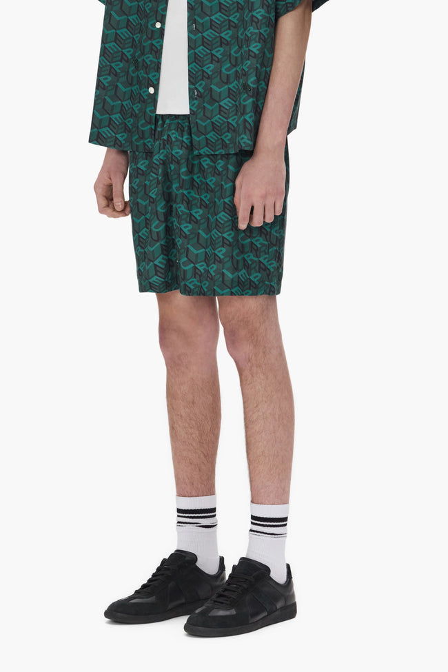 Purple Brand M5028-LYBD Cube Monogram Shorts - Green