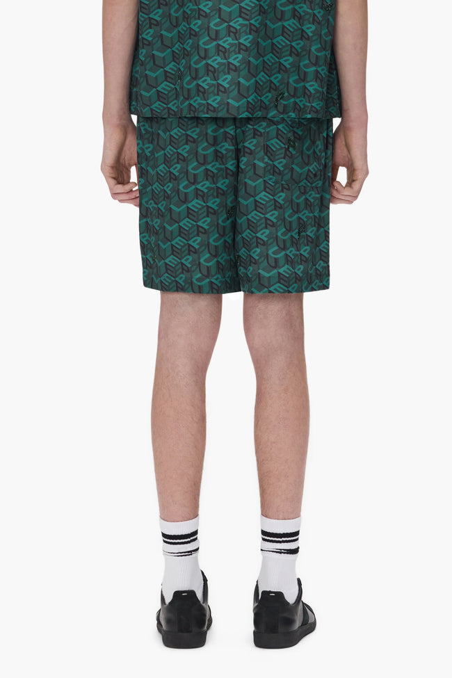Purple Brand M5028-LYBD Cube Monogram Shorts - Green