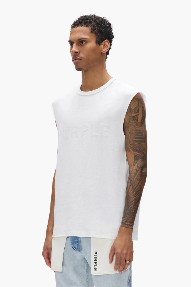 Purple Brand P103-TJWI Beaded Tank - White