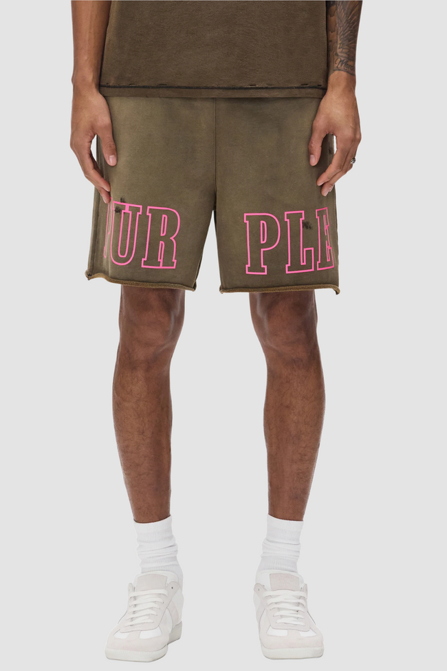 Purple Brand M4218-MBMS Slab Outline Shorts - Brown