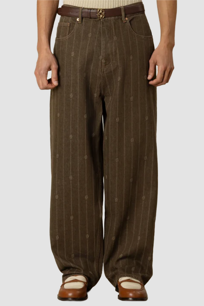 Drôle de Monsieur Monogram Baggy Jeans - Brown