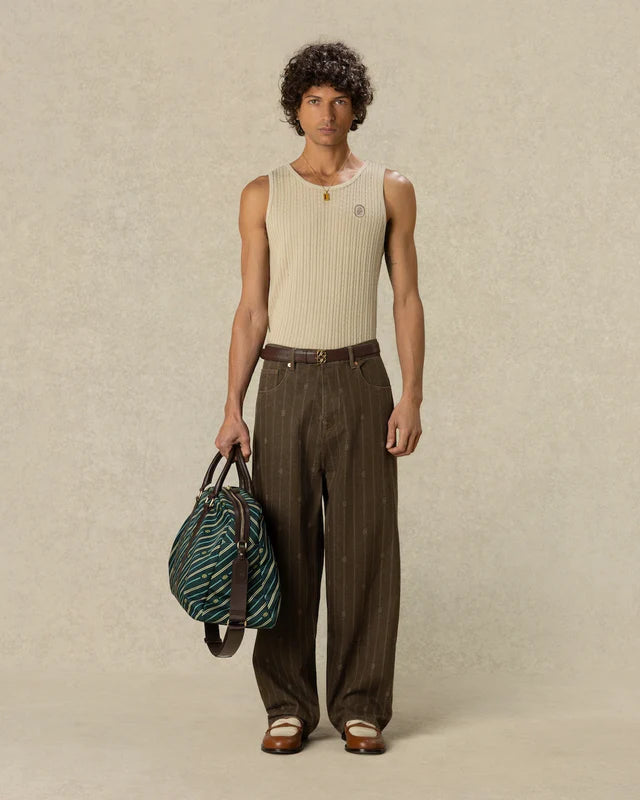 Drôle de Monsieur Monogram Baggy Jeans - Brown