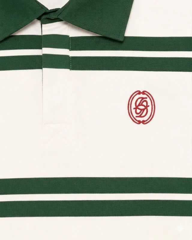 Drôle de Monsieur D Ornament Striped Polo - Green