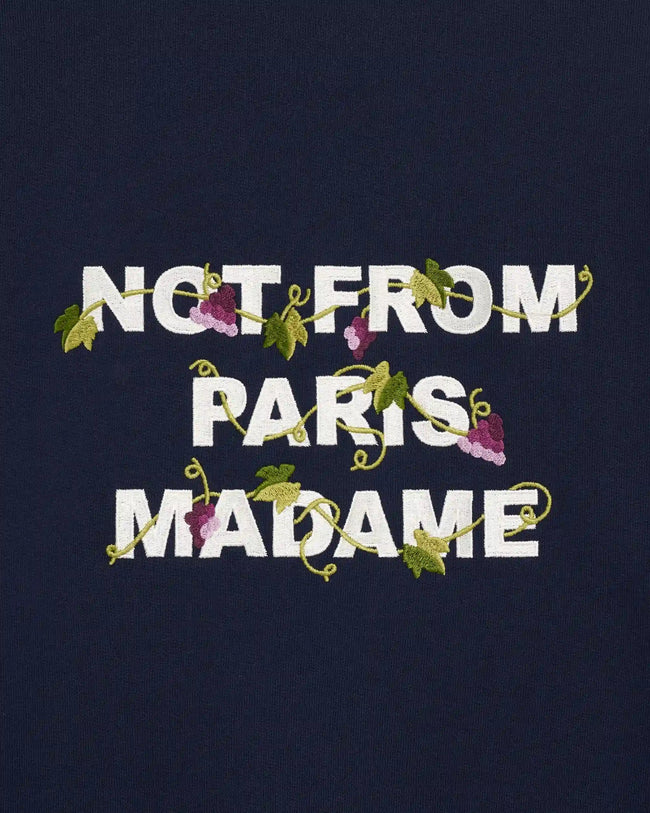 Drôle de Monsieur Vine Embroidered Slogan Crewneck - Navy