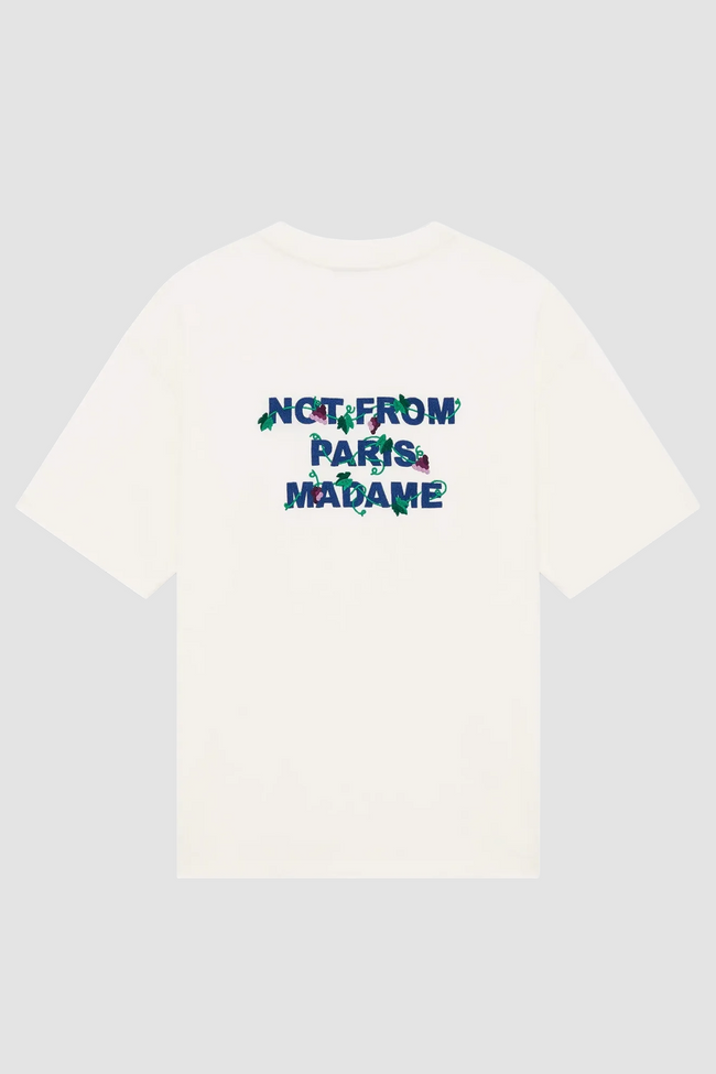 Drôle de Monsieur Vine Embroidered Slogan Tee - Off White