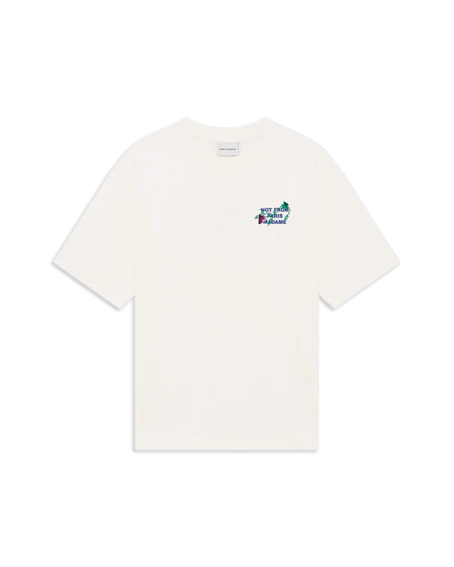 Drôle de Monsieur Vine Embroidered Slogan Tee - Off White