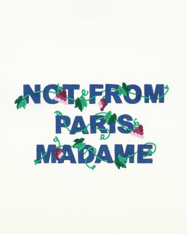 Drôle de Monsieur Vine Embroidered Slogan Tee - Off White