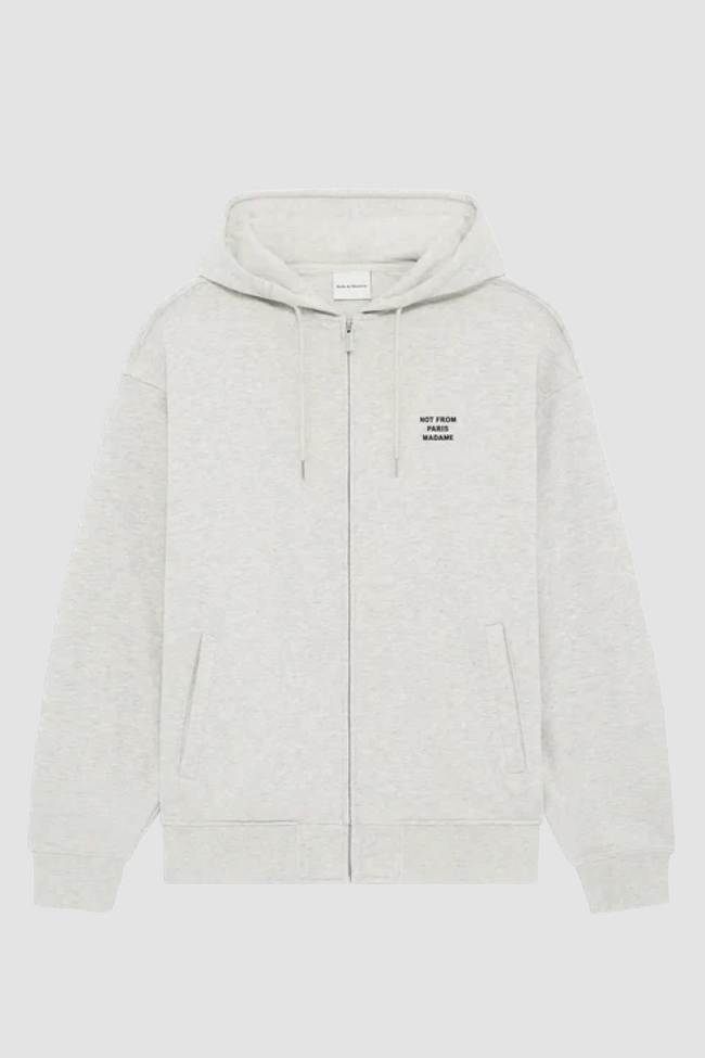 Drôle de Monsieur Slogan Zip Hoodie - Grey