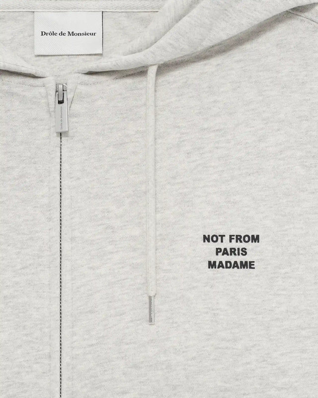 Drôle de Monsieur Slogan Zip Hoodie - Grey