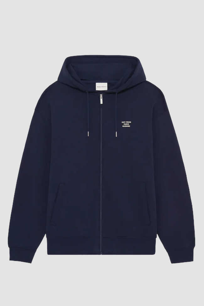 Drôle de Monsieur Slogan Zip Hoodie - Navy