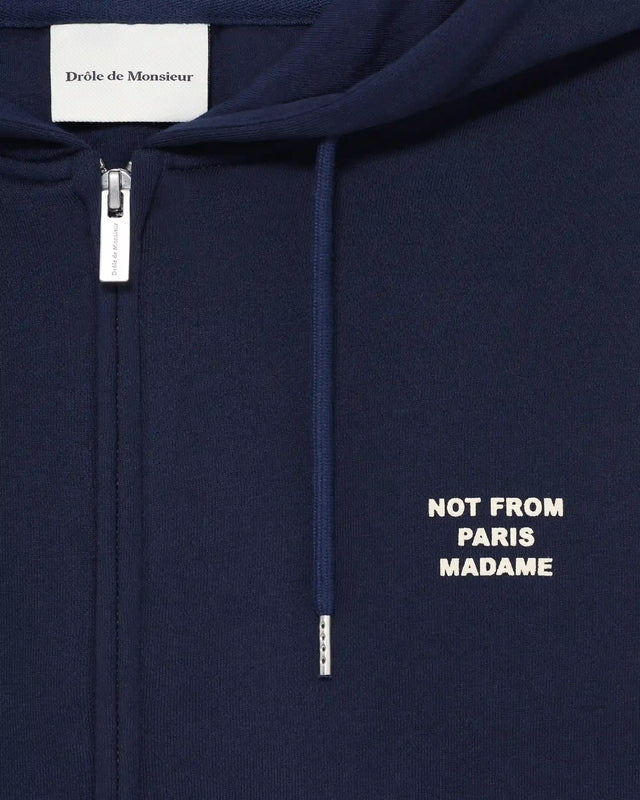 Drôle de Monsieur Slogan Zip Hoodie - Navy