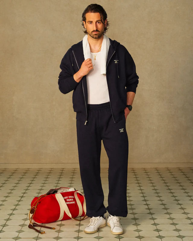Drôle de Monsieur Slogan Zip Hoodie - Navy