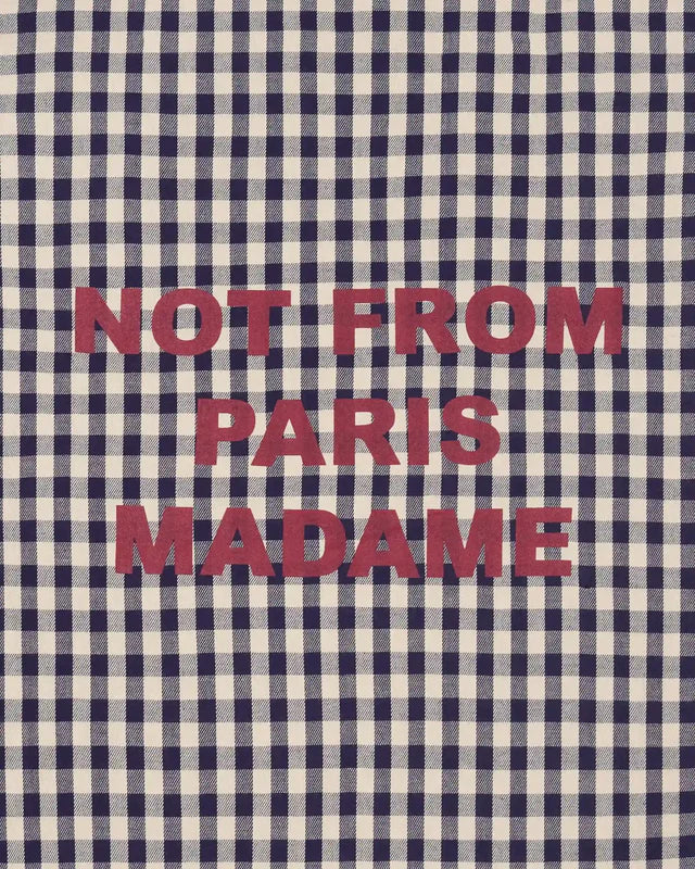 Drôle de Monsieur Check Slogan Oversized Jacket - Beige
