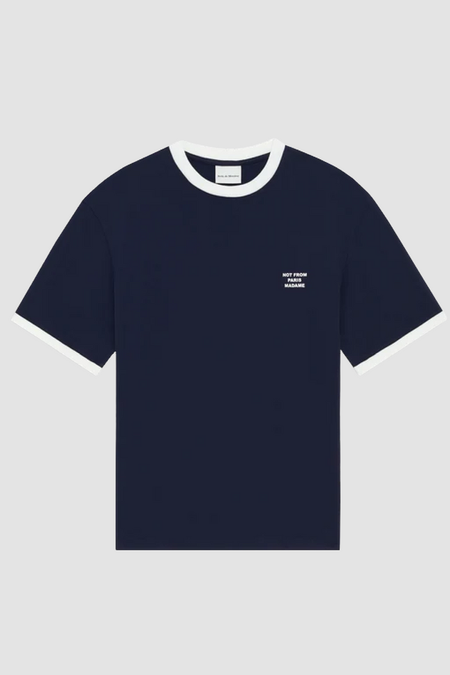 Drôle de Monsieur Contrasted Slogan Tee - Navy