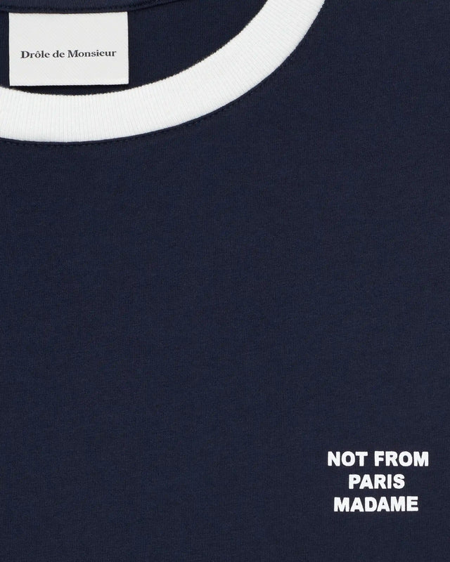 Drôle de Monsieur Contrasted Slogan Tee - Navy