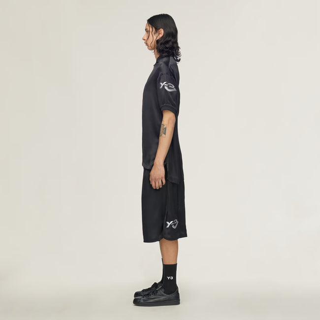 Y-3 Liquid Logo Satin Jersey Tee - Black