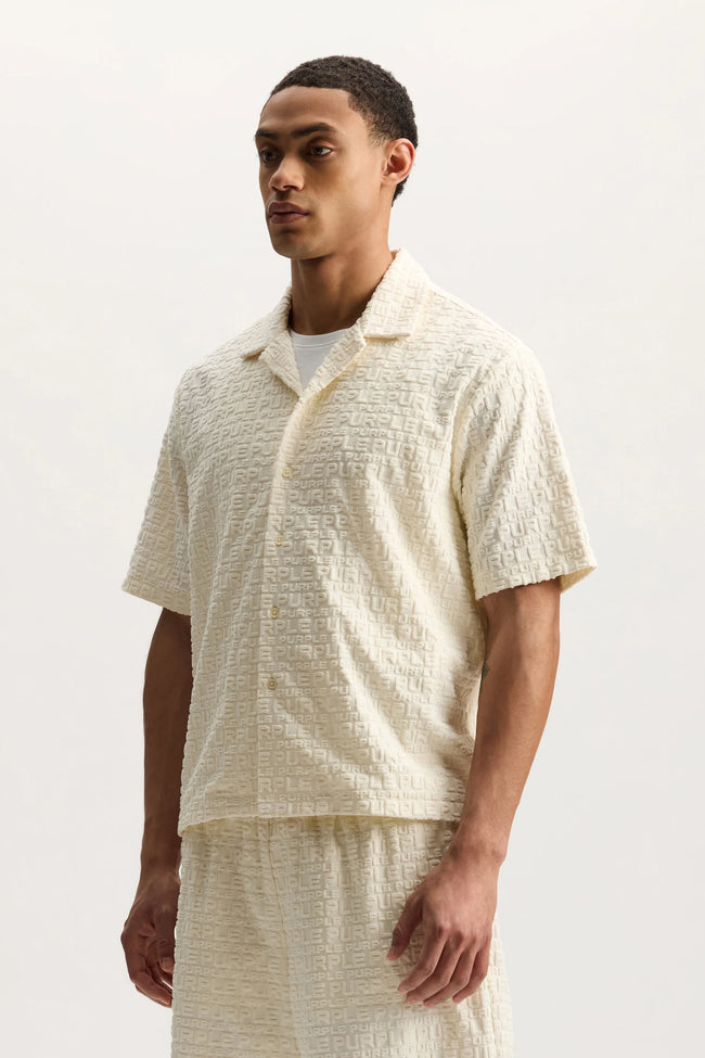 Purple Brand M1108-TWWP Jacquard Terry Shirt - Off White