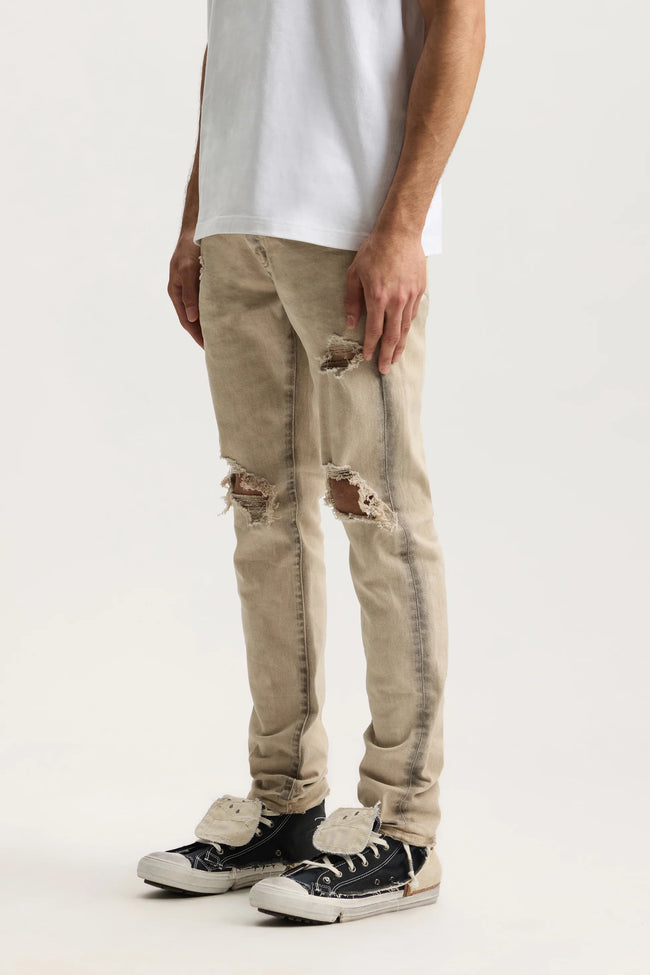 Purple Brand P001 Skinny Coated Seam Jeans - Tan