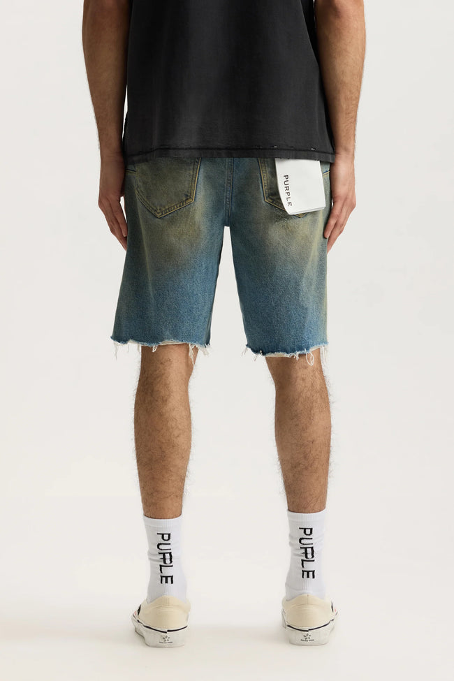 Purple Brand P059-HSDM High Summer Destroy Shorts - Mid Indigo