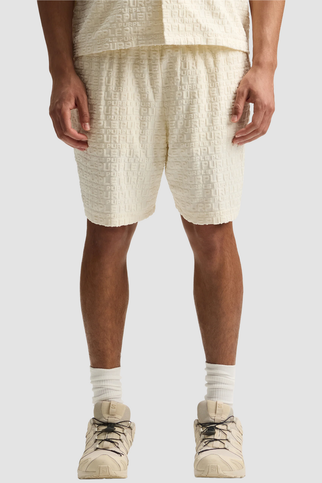 Purple Brand P545-TWWP Jacquard Terry Short - White
