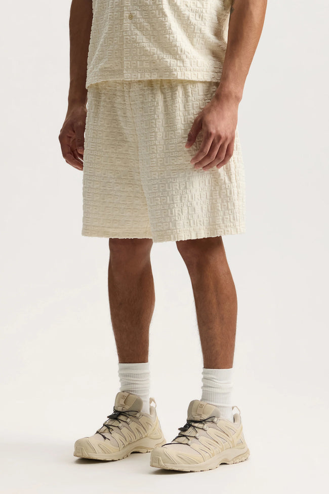 Purple Brand P545-TWWP Jacquard Terry Short - White