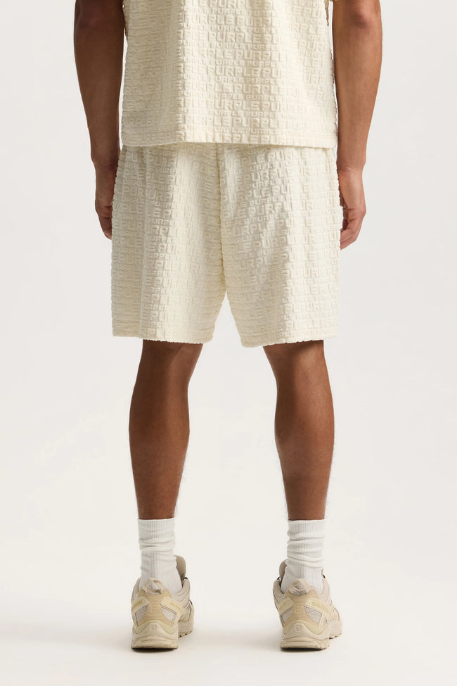 Purple Brand P545-TWWP Jacquard Terry Short - White