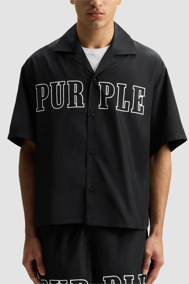 Purple Brand  M3021-POBS Wordmark Outline Shirt - Black