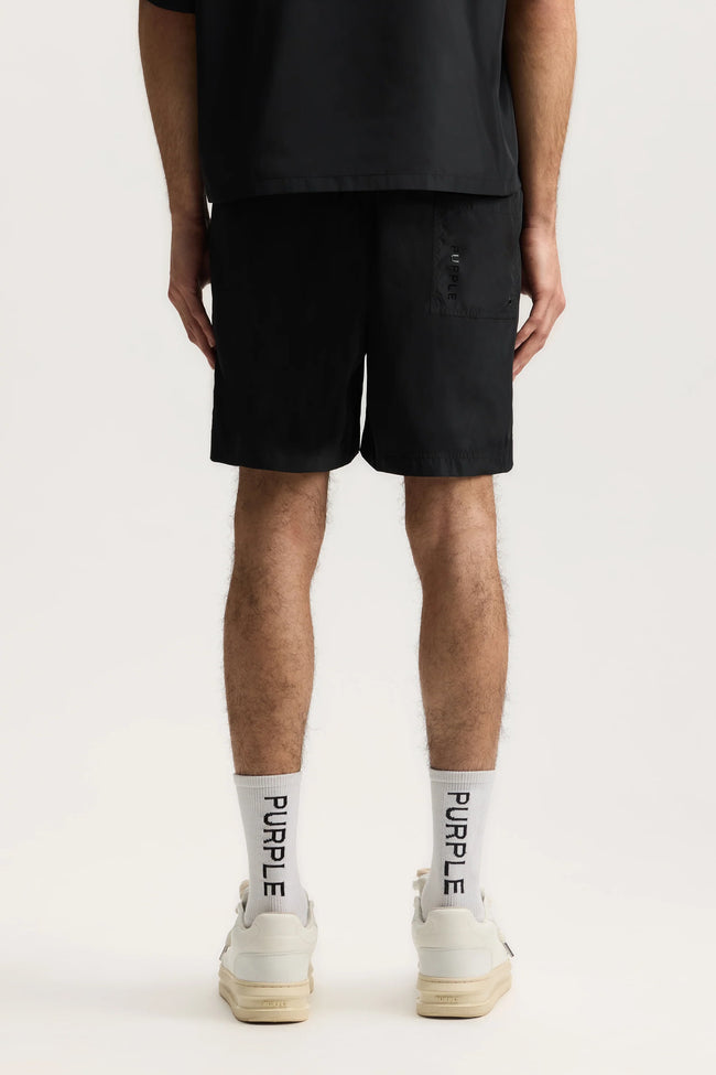 Purple Brand M5008-PIBS Wordmark Outline Swim Short - Black