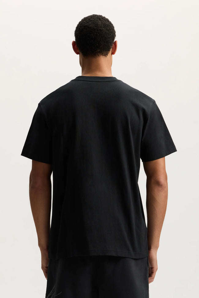 Purple Brand P117-HWBH Crystal Slanted Script Tee - Black