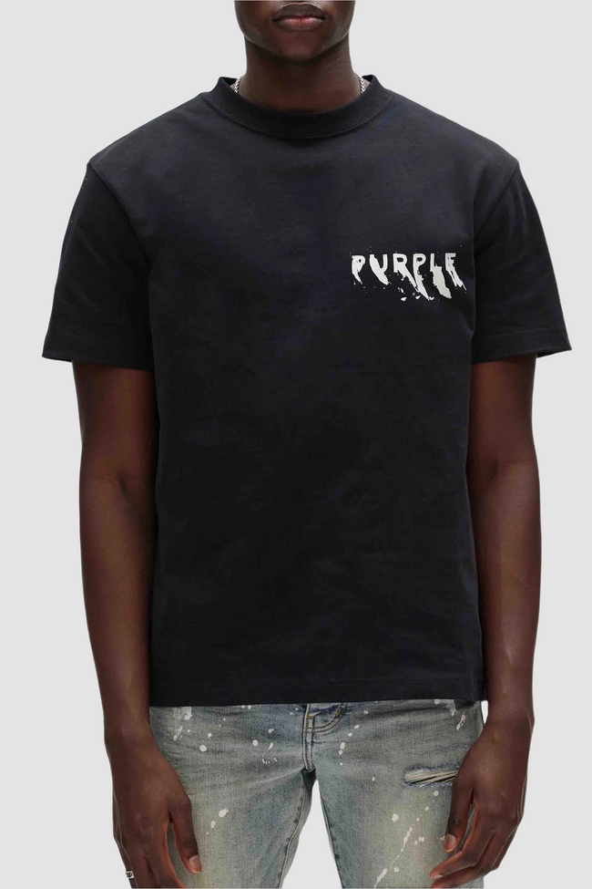 Purple Ascending Wordmark P117-HJPP Tee - Black